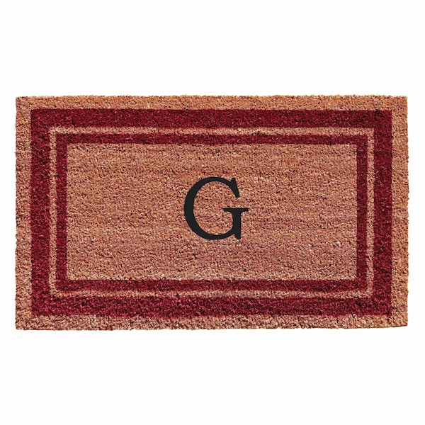 Calloway Mills Monogram Door Mat, Natural, Burgundy, 18 in W x 30 in L 152991830G - main